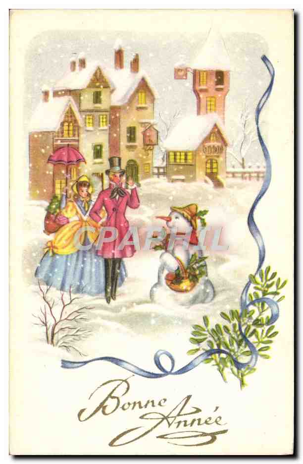 CPA Fantaisie Bonhomme de neige 