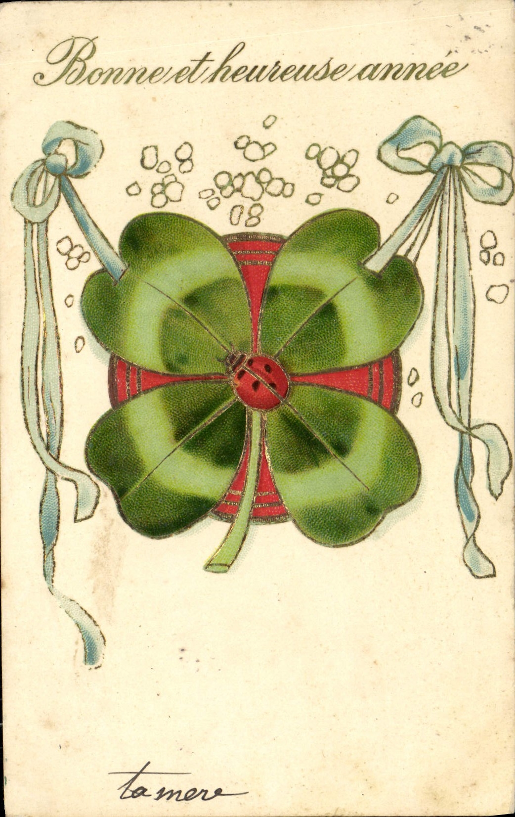 Fleur de quatre feuilles — Bonne et heureuse année — Tomers