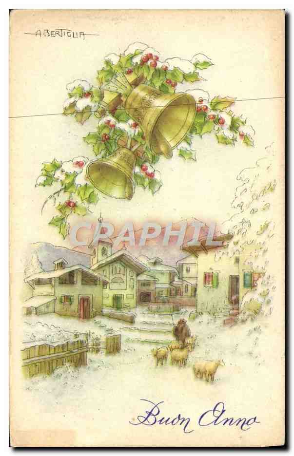 CPA Fantaisie Cloches Moutons Bonne annee