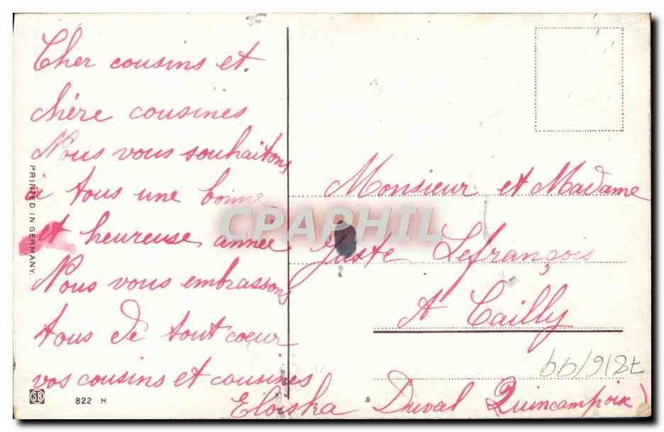 CPA Fantaisie Fleurs — Back