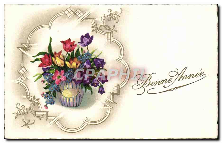 CPA Fantaisie Fleurs Bonne annee