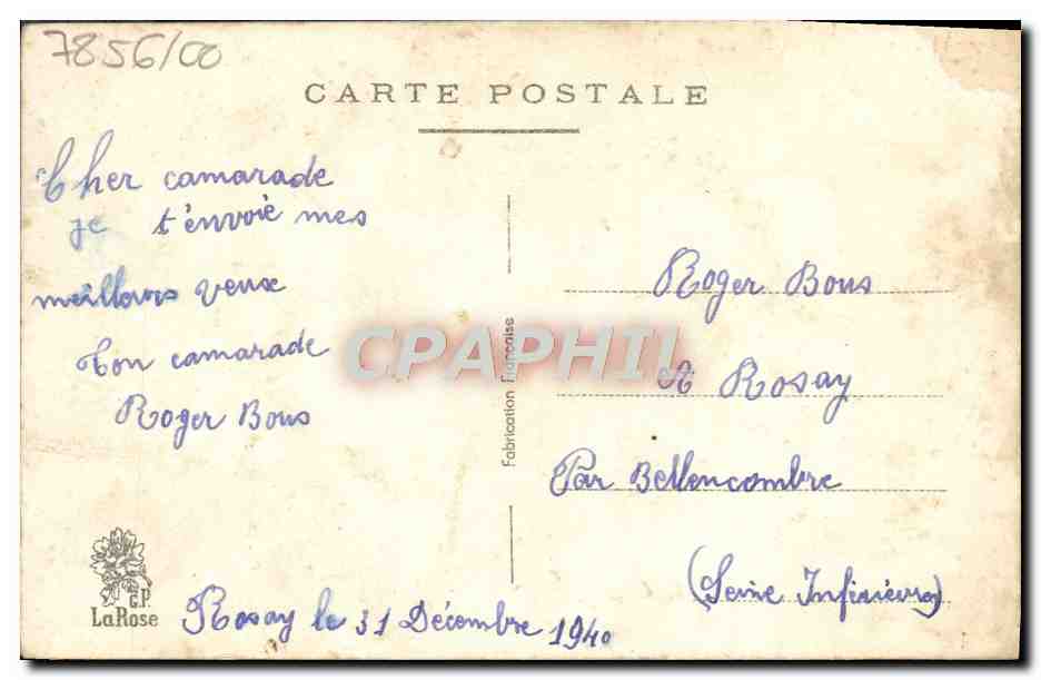 CPA Fantaisie Bonne annee — Rückseite