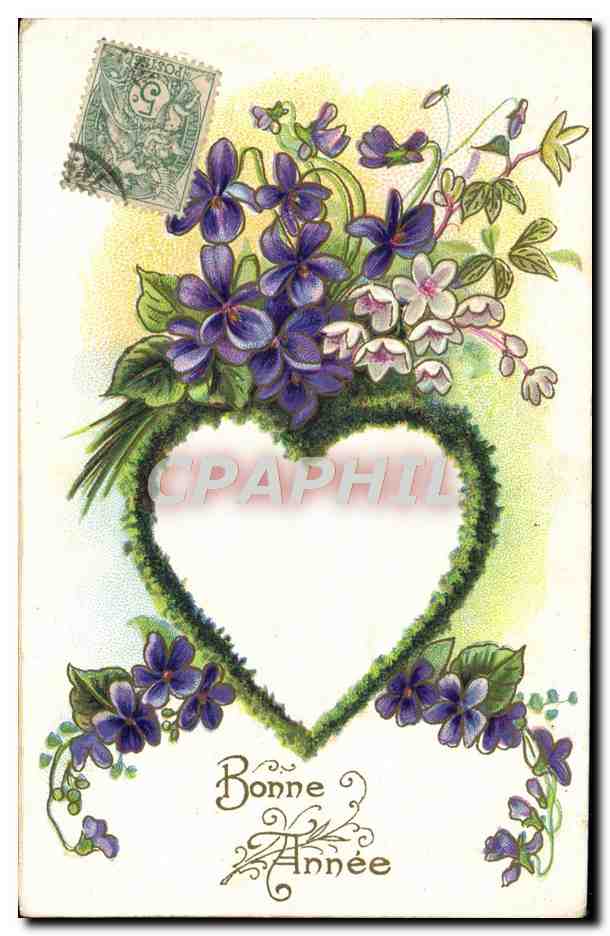 CPA Fantaisie Bonne annee Coeur Fleurs