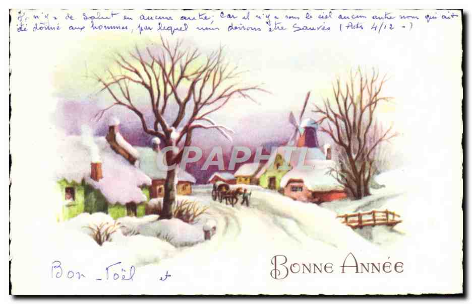 CPA Fantaisie Bonne annee Moulin a vent 