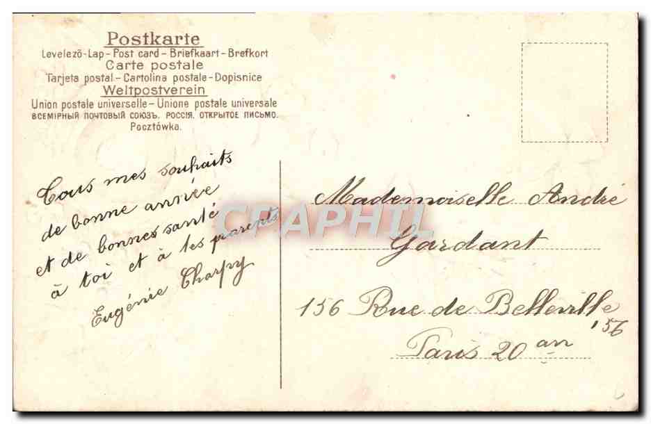 CPA Fantaisie Bonne annee Hirondelles Coeur  — Verso