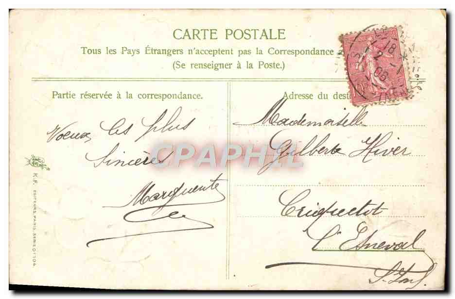 CPA Fantaisie Champignons Trefles Fer a cheval — Rückseite