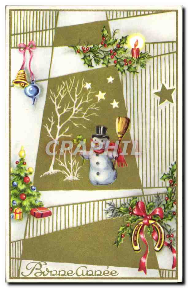 CPM Fantaisie Bonne annee Bonhomme de neige
