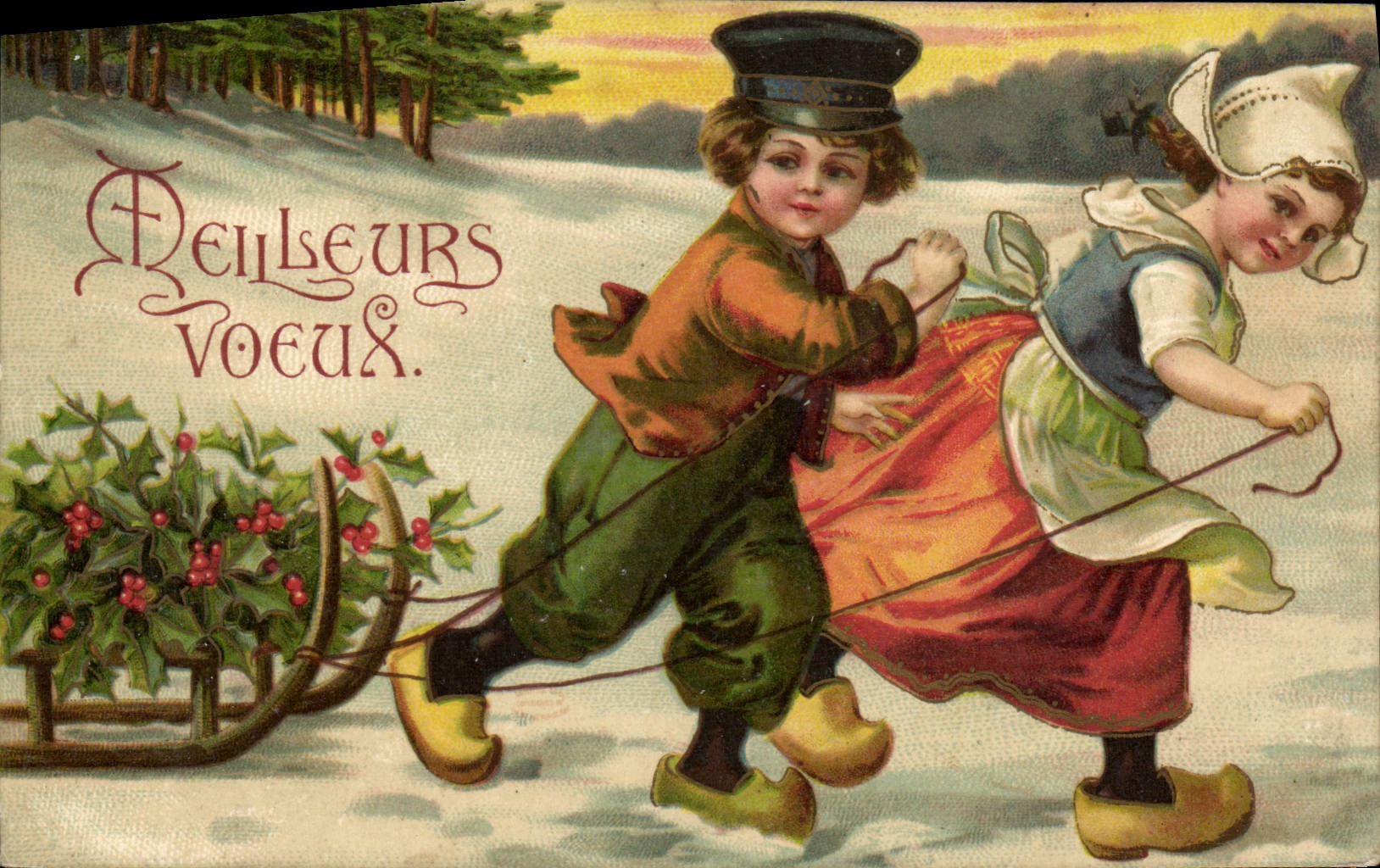 CPA Fantaisie Enfants Luge