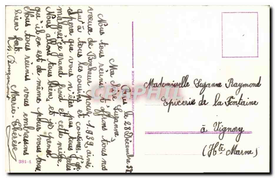 CPA Fantaisie Fleurs — Rückseite