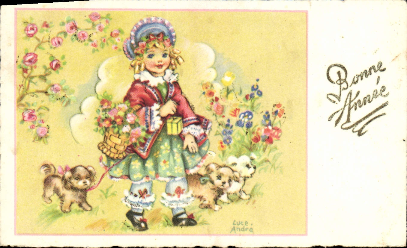 CPA Fantaisie Enfant Chiens 