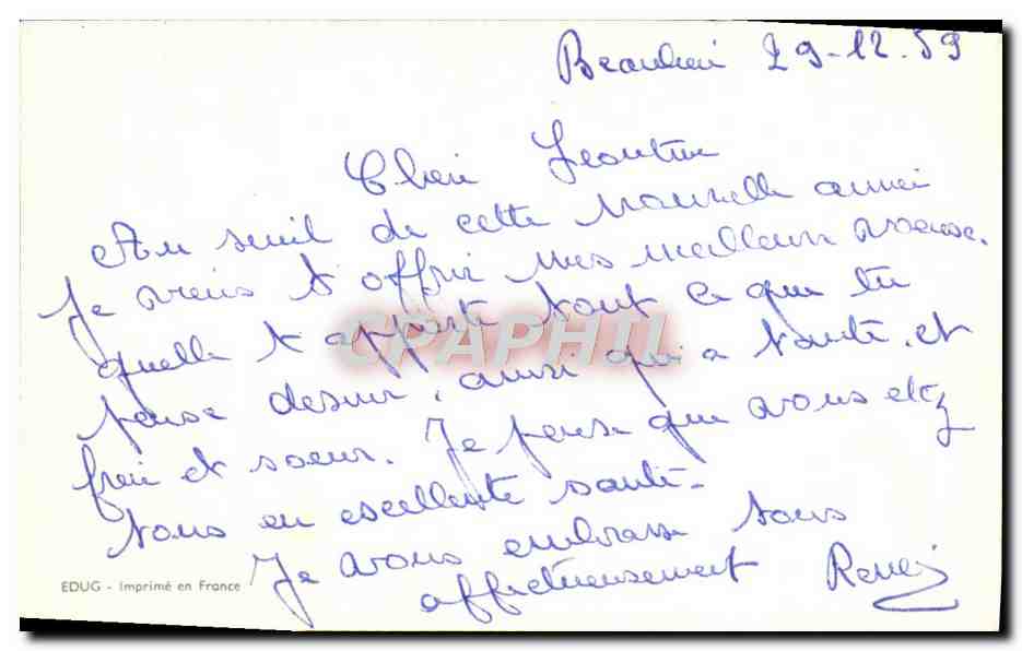 CPA Fantaisie Bonne annee Caleche petit format — Back