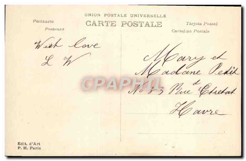 Femme en robe verte et manteau rose — éditeur P. H. Paris, n° 141 — Bonne Année — Reverso