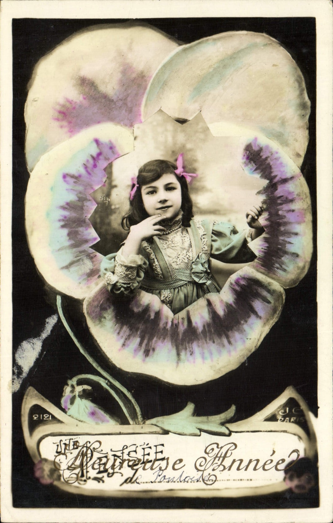 CPA Fantaisie Enfant Fleur Pensee de Pontoise