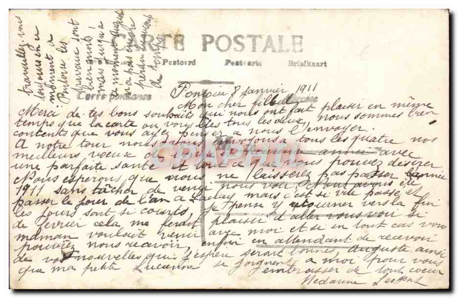 CPA Fantaisie Enfant Fleur Pensee de Pontoise — Rückseite