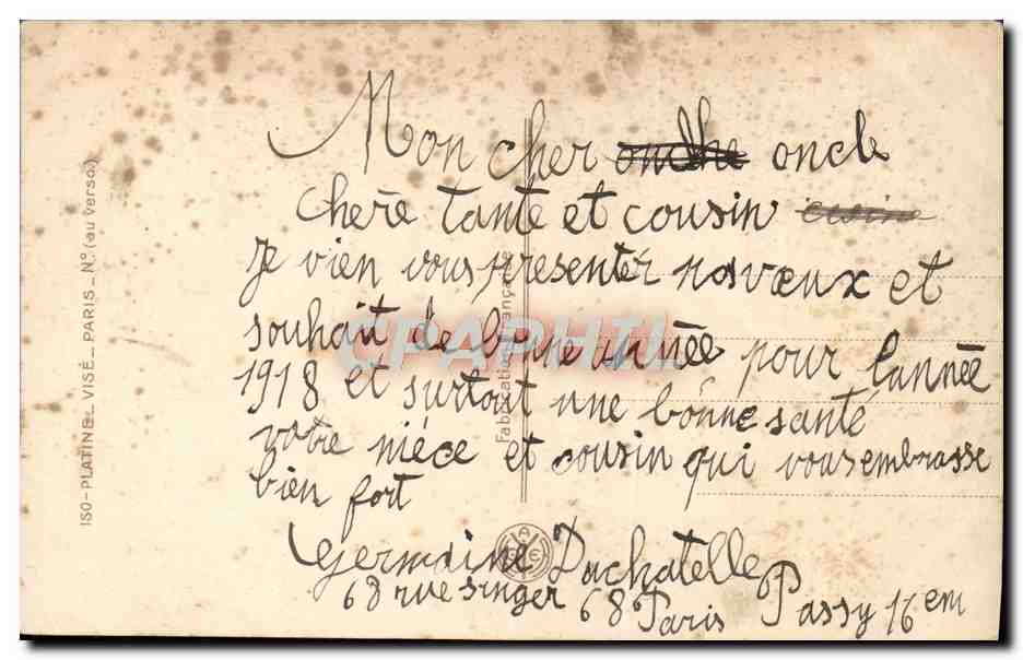 CPA Fantaisie Enfant — Rückseite