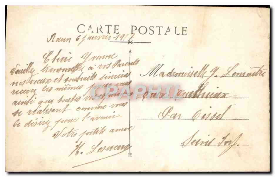 Scène hivernale — Bonne Année — Carte postale datée 6 janvier 1917 — Reverso