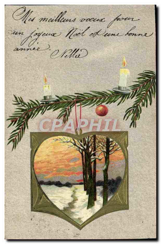 Noël — paysage hivernal en cœur — éditeur non identifié