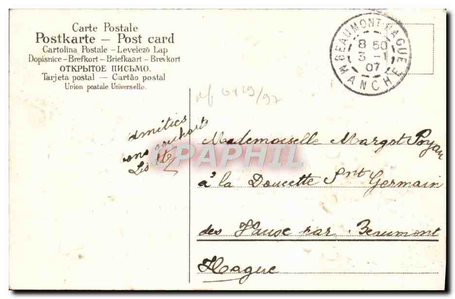 Village enneigé — décor floral et bougies — éditeur inconnu, n°8 — Verso