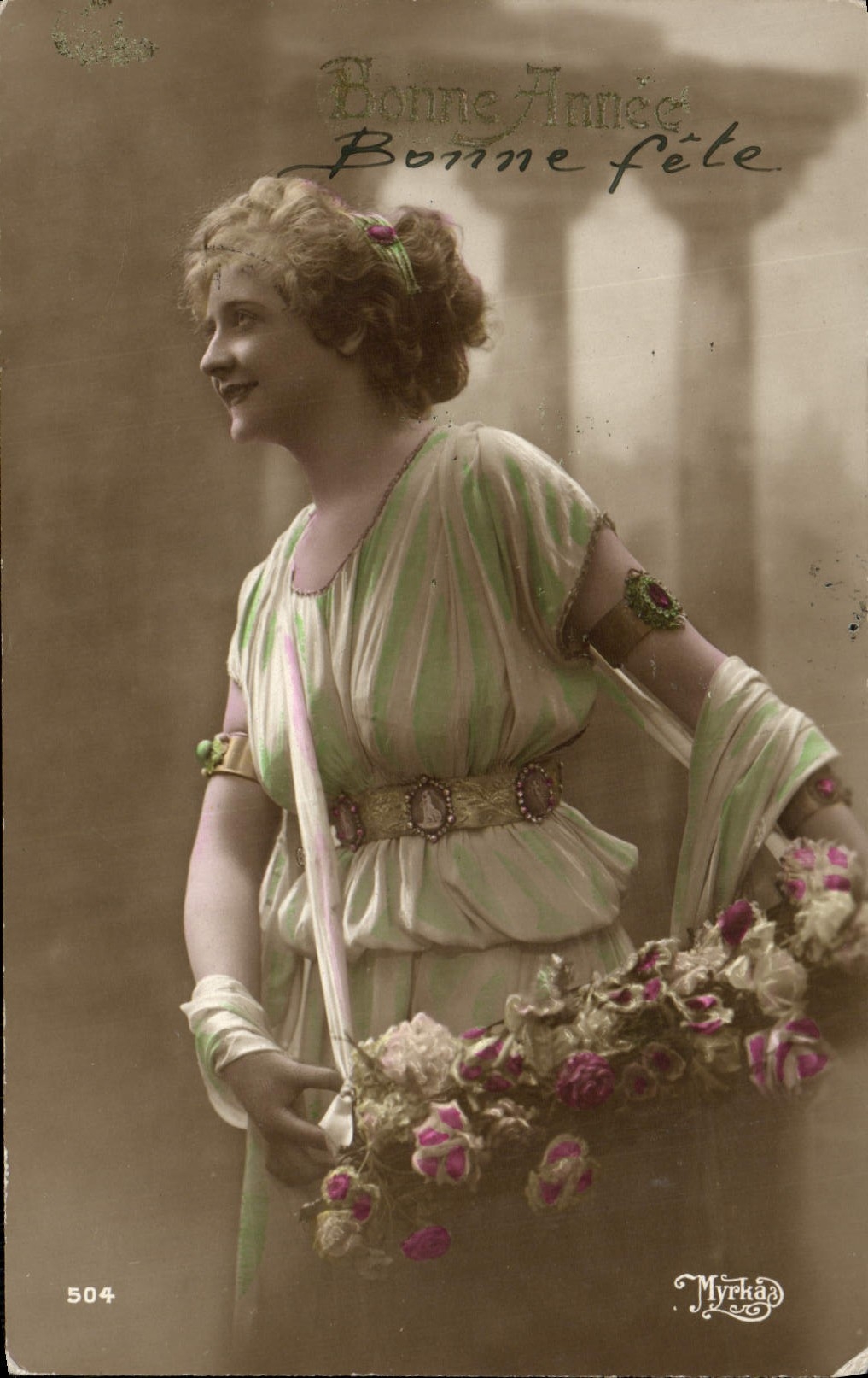 Femme en costume antique — Bonne Année, Bonne fête — Myrka'd, n° 504