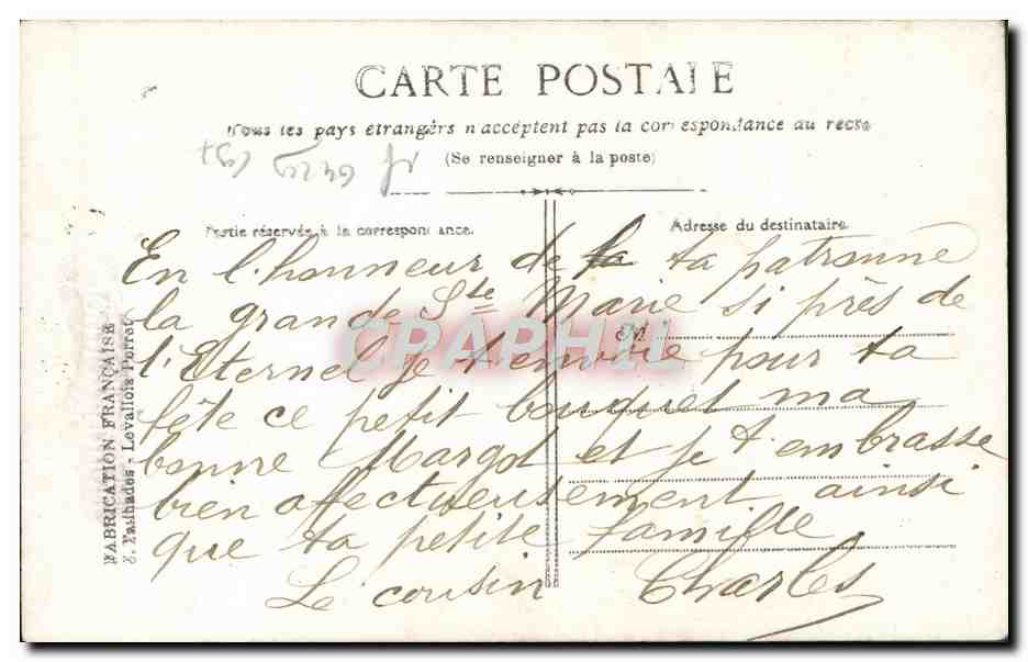 Femme en costume antique — Bonne Année, Bonne fête — Myrka'd, n° 504 — Verso