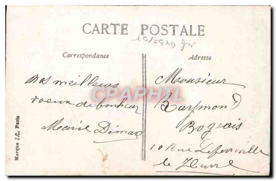Jeune femme en robe à motifs — joyeuse année — Marque J.C. Paris n°6344 — Verso