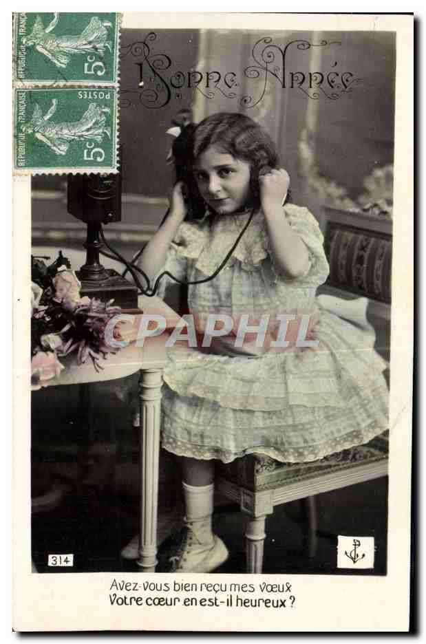 CPA Fantaisie Enfant Telephone