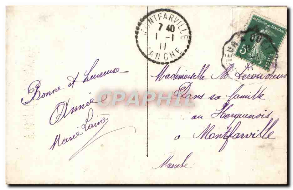 Junge Frau mit einer Rose — Frohe Neujahr — Verlag E.B. n° 470 — Rückseite