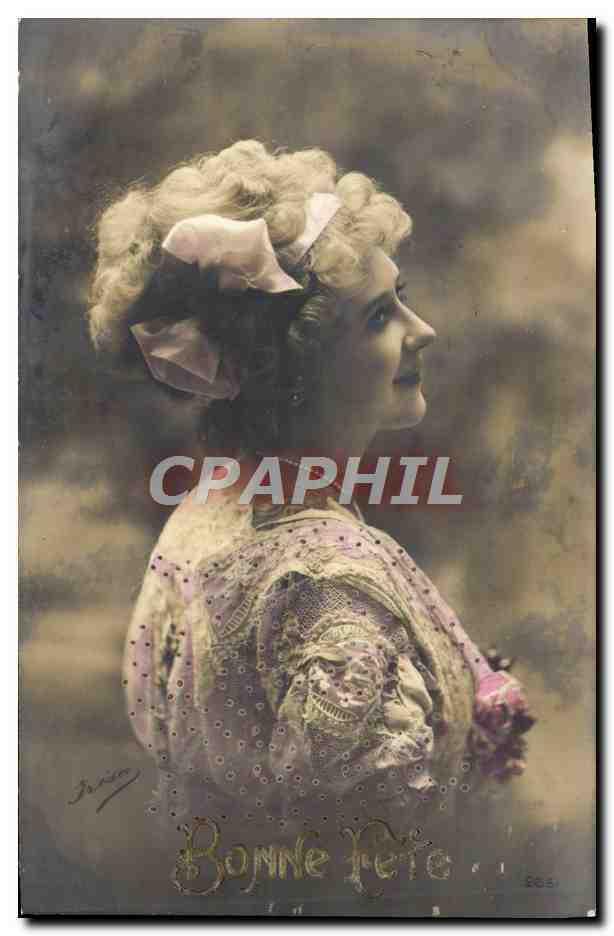 Junge Frau in geschmücktem Kleid — Frohe Geburtstagskarte — Verleger Irin, Nr. 865