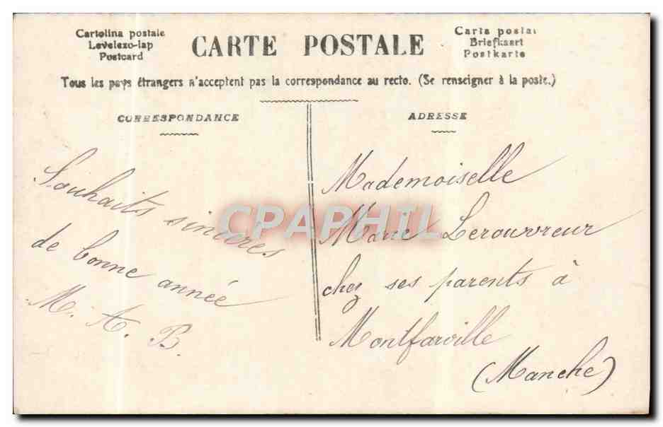 Femme en robe de style Art Nouveau — Bonne Année 1907 — République Française — Achterkant
