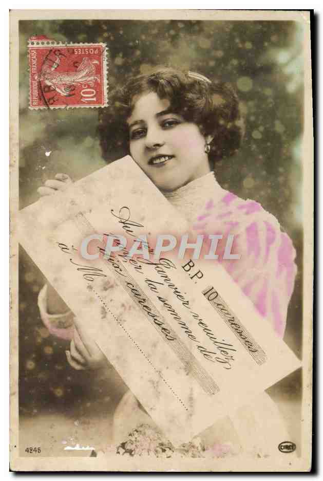 Junge Frau mit einer Ansichtskarte — Verlag CIRCET, n° 4946