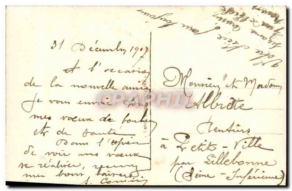 CPA Fantaisie Bonne annee — Verso