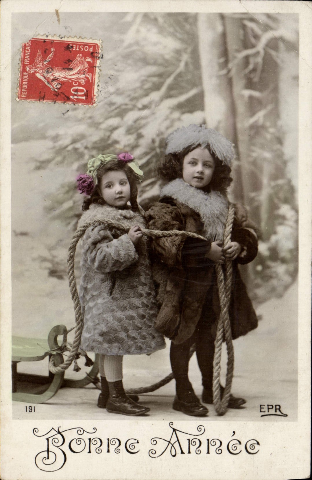 CPA Fantaisie Enfants Luge
