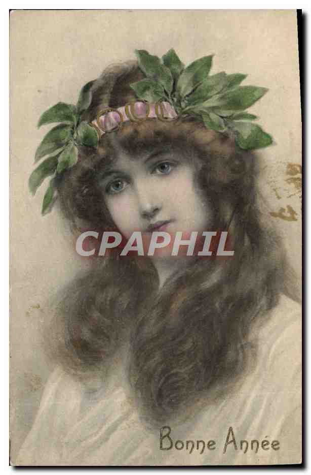 Jeune femme couronnée de lauriers — Bonne Année — M. M. Vienne, Nr. 228