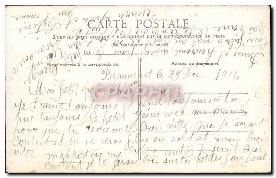 CPA Fantaisie Enfant Soldat Militaria — Rückseite