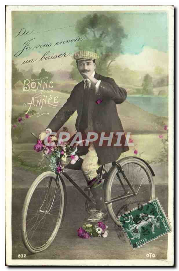 CPA Fantaisie Homme Velo Cycle