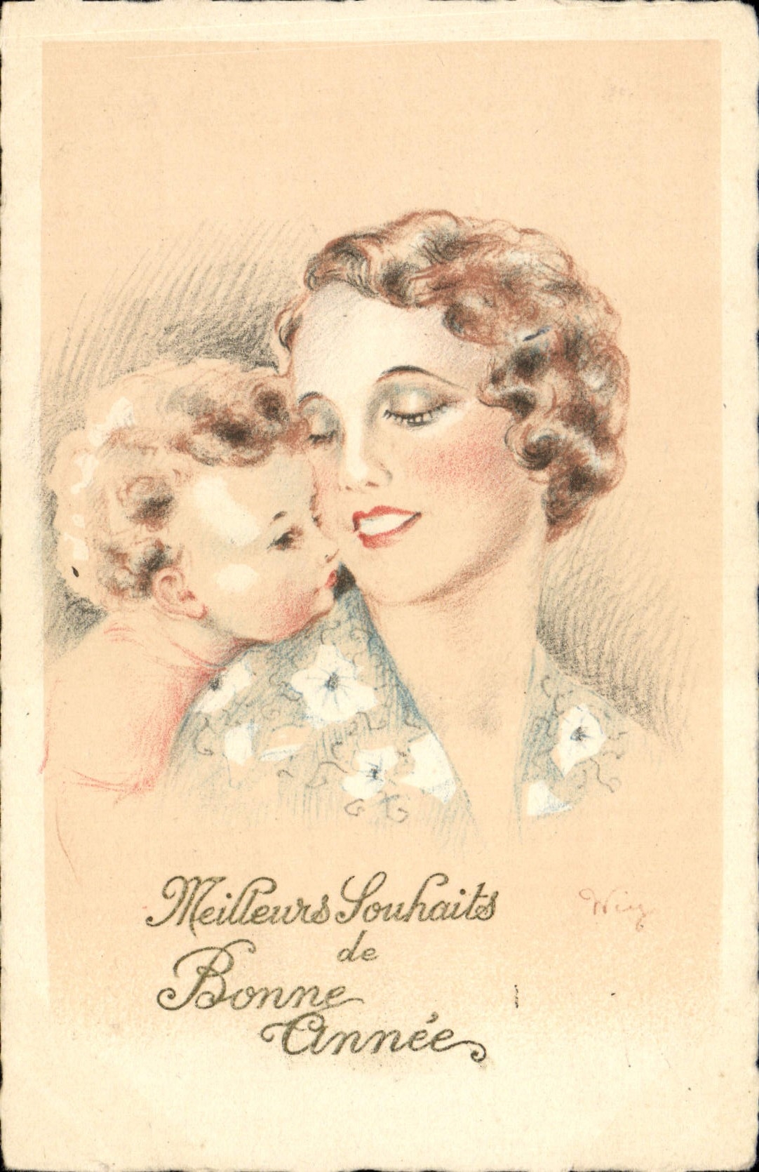 Mère et enfant — Meilleurs Souhaits de Bonne Année — P.M. 6034
