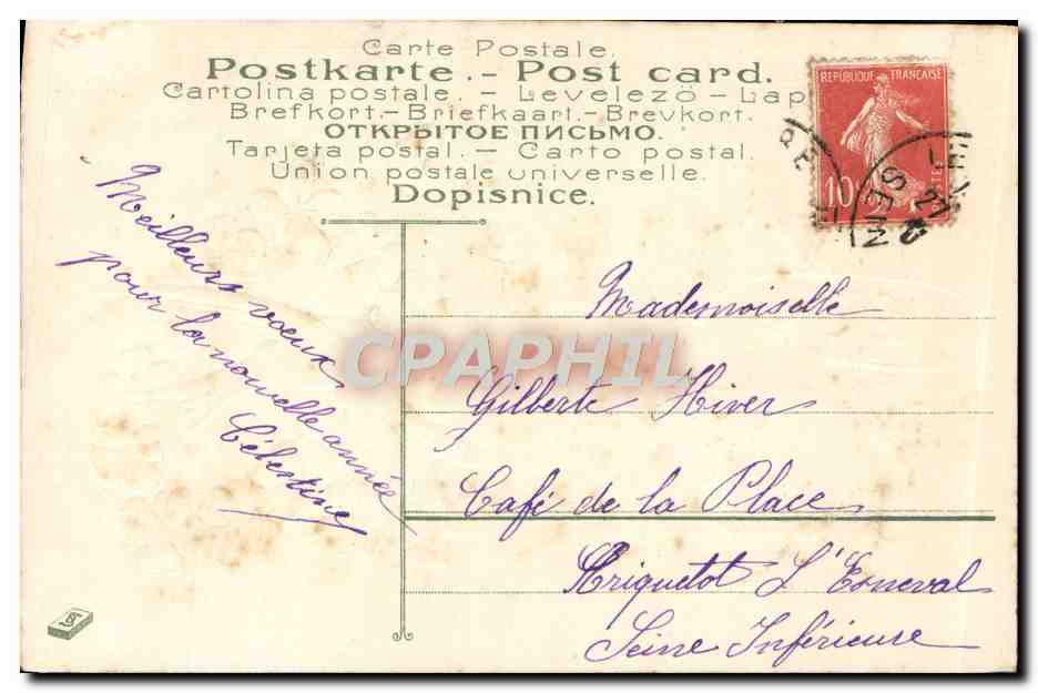 CPA Fantaisie Oiseaux Hirondelles Trefles — Rückseite