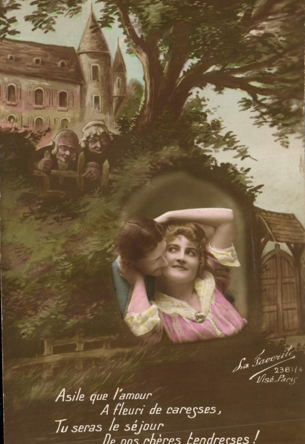 Amour et tendresse — scène de jardin avec château — La Favorite, n° 2381/4