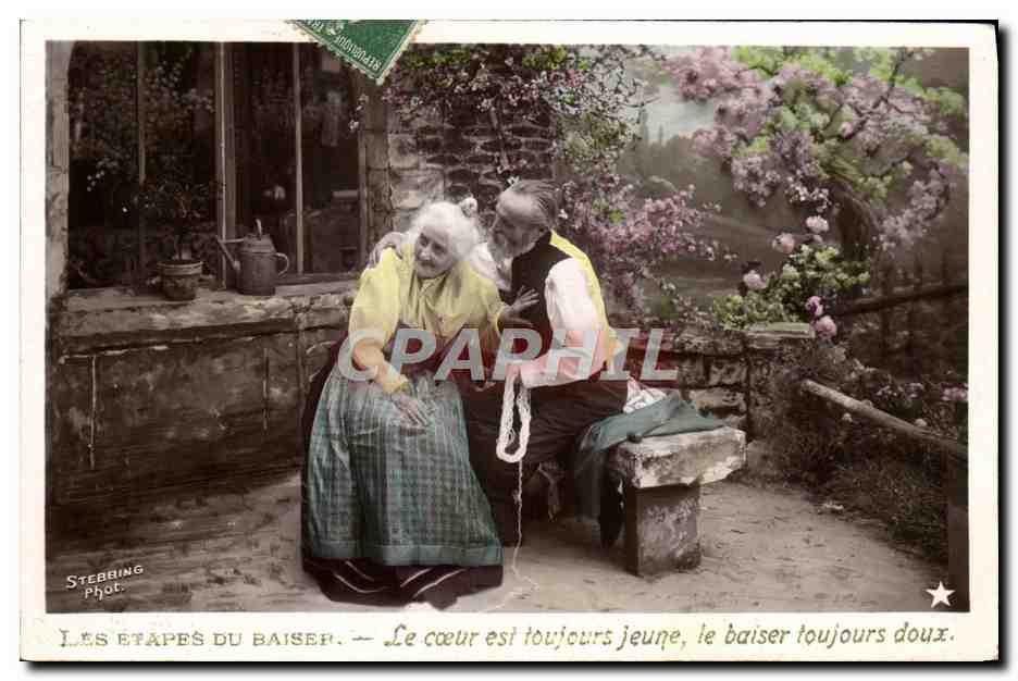 Les étapes du baiser — Le cœur est toujours jeune, le baiser toujours doux. — Stebbing Phot.