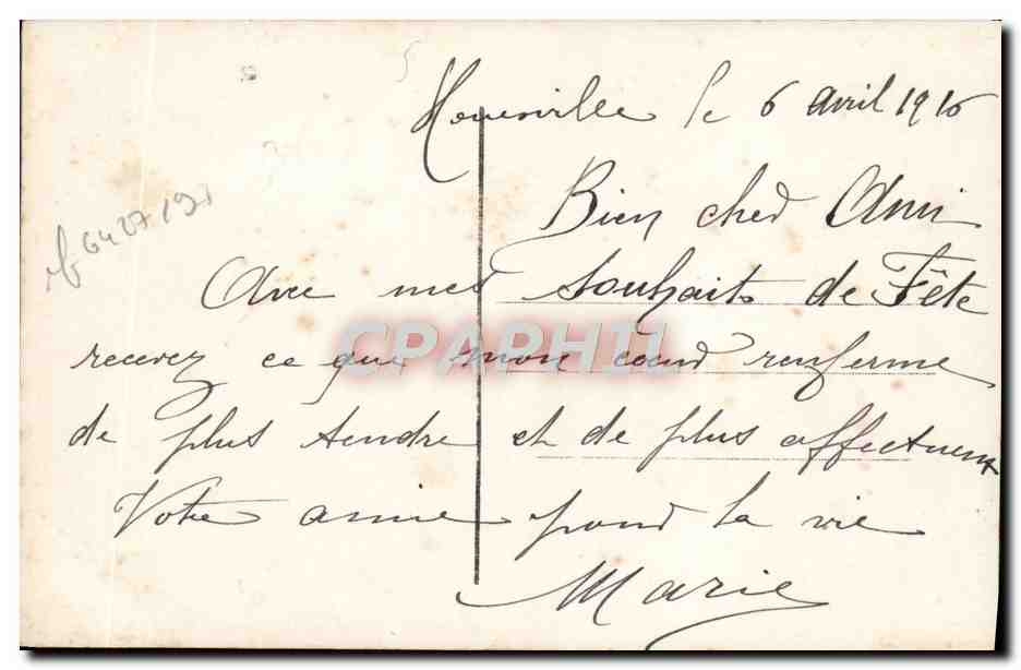 Paar in Abendkleidung — Waldszenen — Verlag E. M. (oder E. M. Paris) Nr. 6447121 — Rückseite