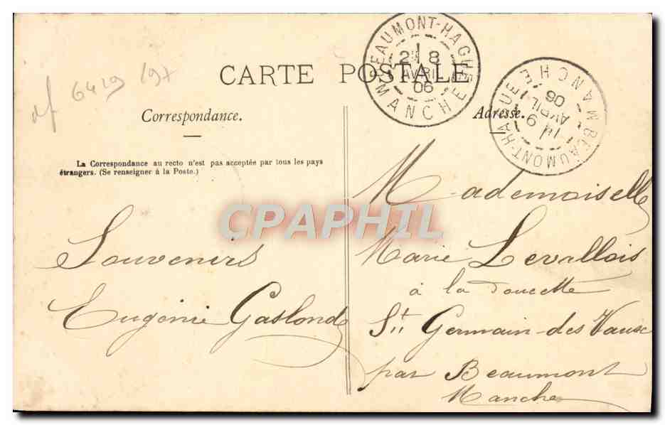CPA Fantaisie Femme Histoire d'amour — Verso