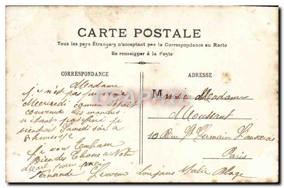 CPA Fantaisie Femme  — Rückseite
