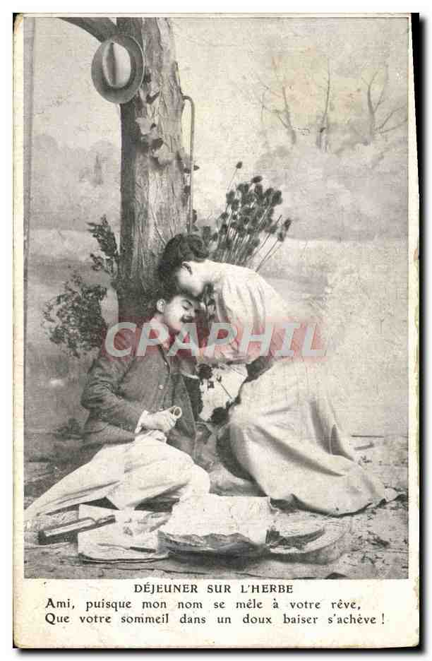 CPA Fantaisie Femme Dejeuner sur l'herbe 
