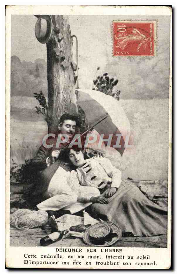CPA Fantaisie Femme Dejeuner sur l'herbe 