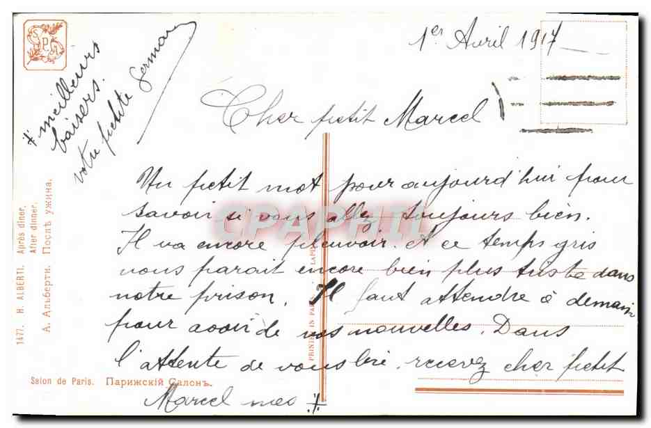 CPA Fantaisie Alberti Apres diner  — Verso