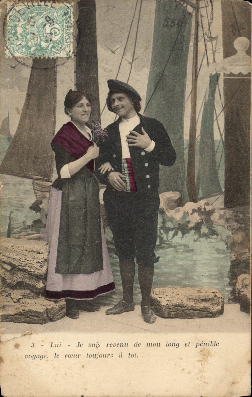 CPA Fantaisie Femme Marin Bateaux
