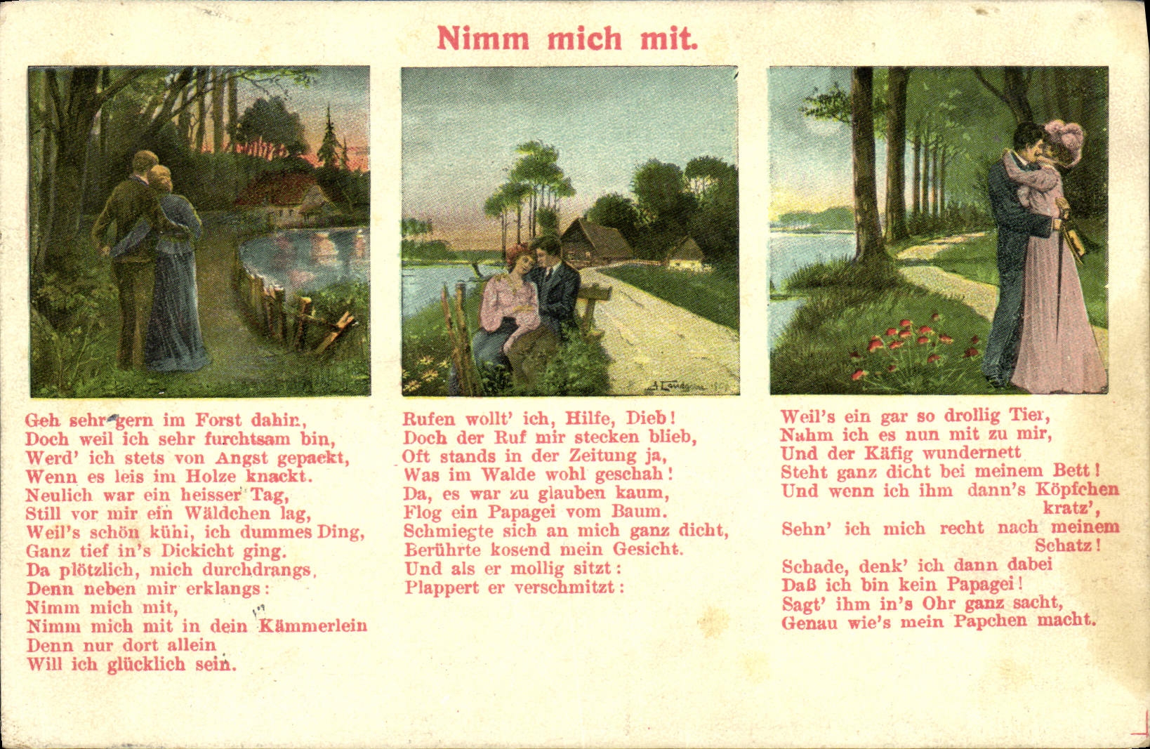 CPA Fantaisie Femme Nimm mich mit