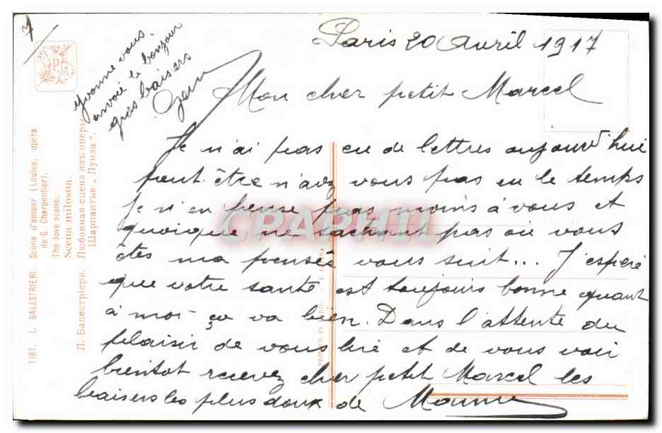 CPA Fantaisie Balestrieri Scene d'amour Charpentier — Verso