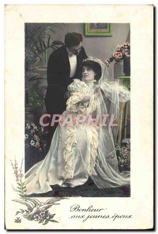 CPA Fantaisie Femme Mariage Jeunes epoux 
