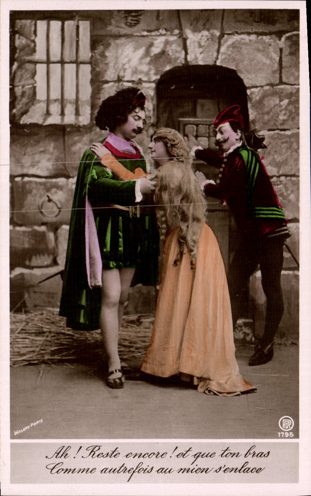 Escena teatral — escena de amor con un tercer personaje — Walert Paris, n° 1795